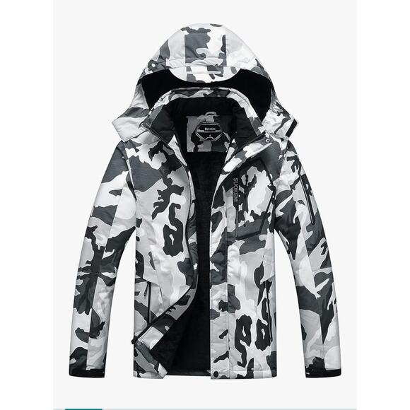 NWT Suokeni Men's Camo Waterproof Ski Jacket Winter Snow Coat Hooded Sz Small - Picture 1 of 12
